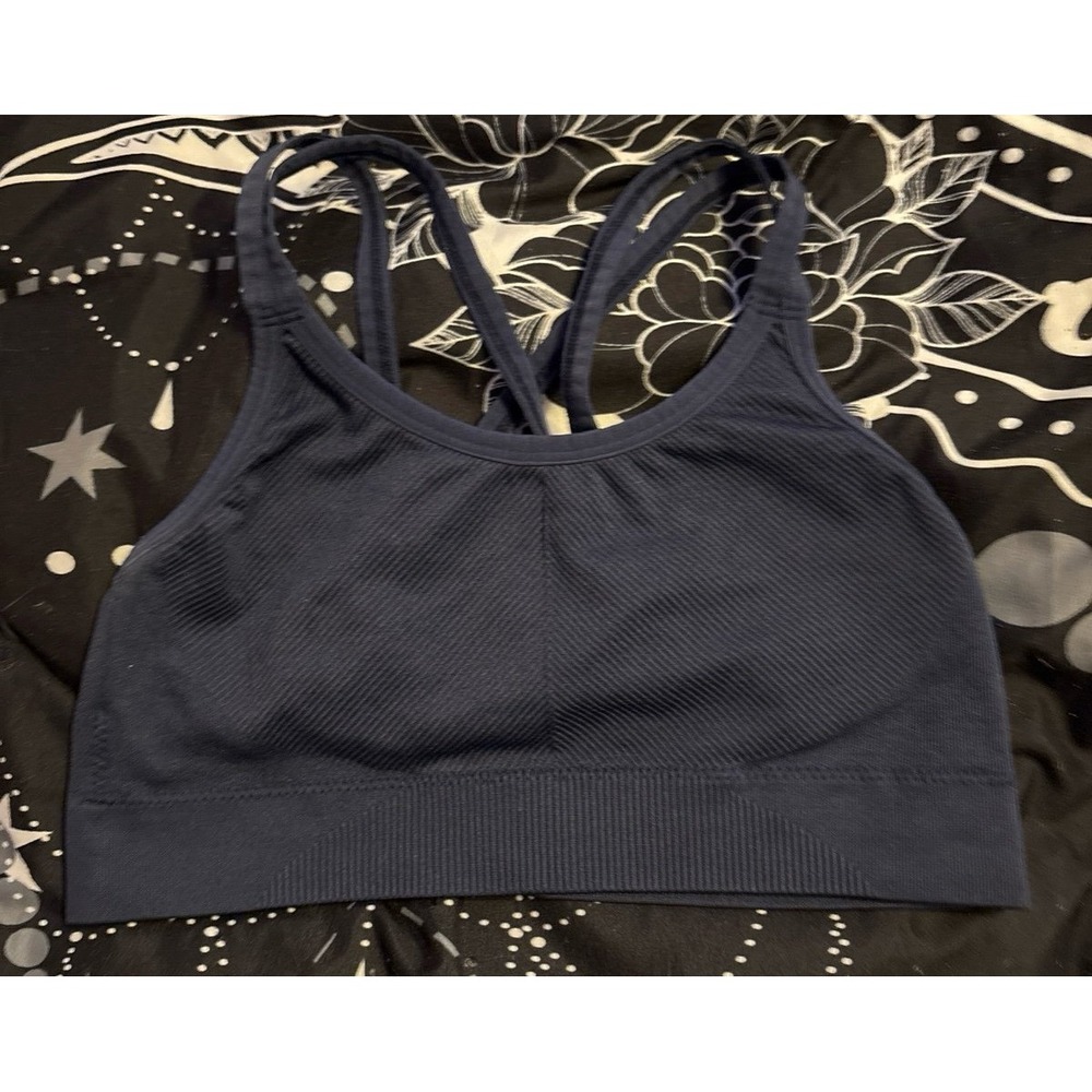 Ryka Navy Blue Ribbed Low Impact Women's Sports Bra, Medium